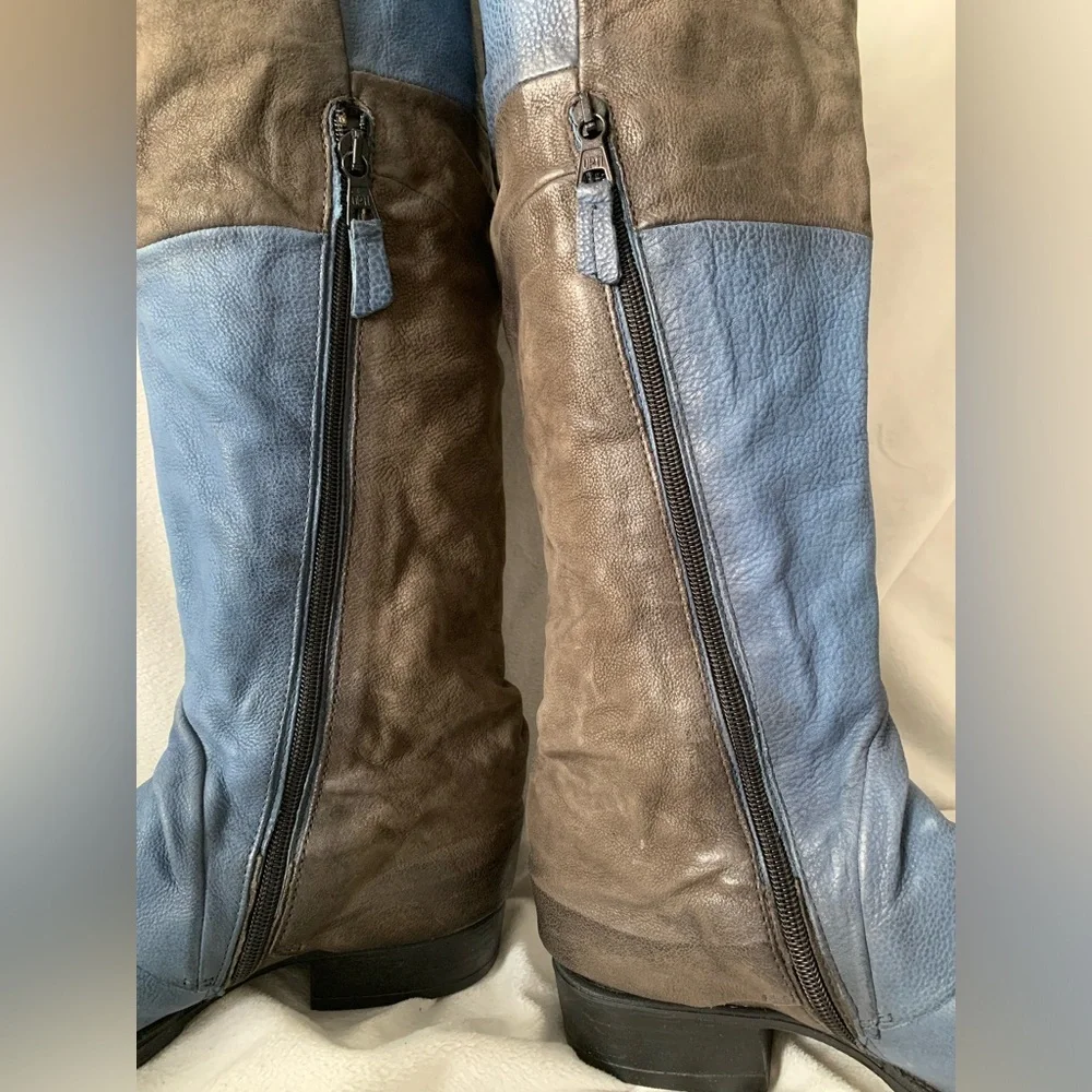 NEW MIZ MOOZ Novel Over the Knee Boots Blue/Brown Size EU37/US6.5-7